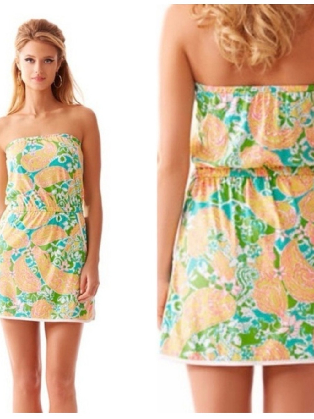 Lilly Pulitzer Lucy Romper Pop Goes the Lemur Yellow XS Retro Beach Coverup